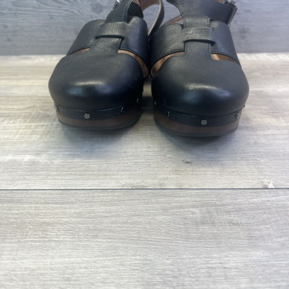 Vionic Black Leather Slingback Clogs with Buckle and Stud Trim - Picture 5 of 10